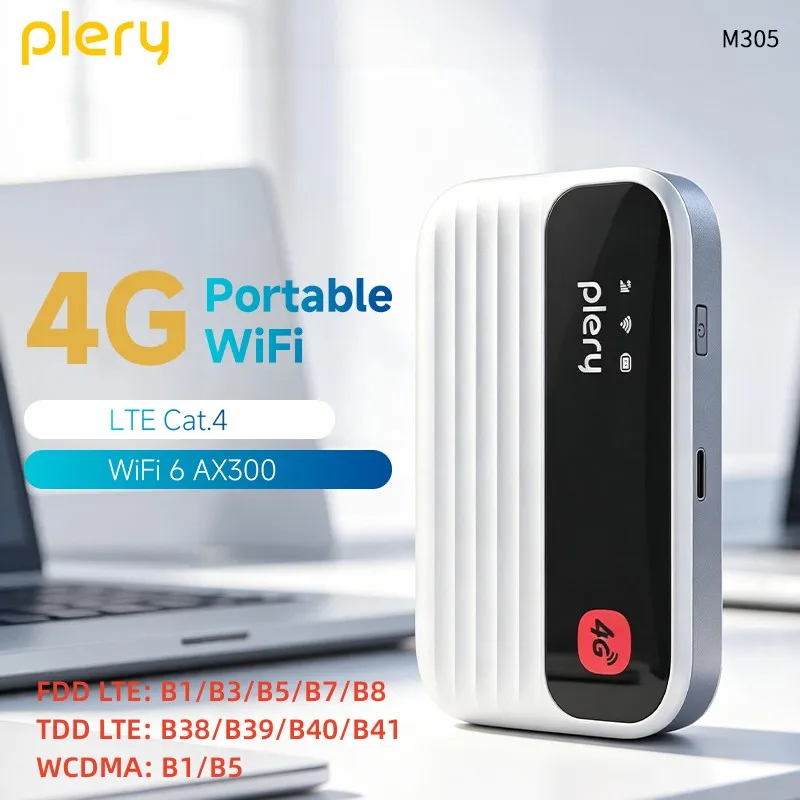 M305 4G LTE Cat.4 Portable WiFi6 AX300 Mobile Hotspot 150Mbps 3000mAh SIM Card Router WAN Port  For Asian Regions