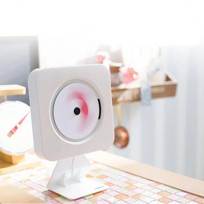 Wall Mountable Bluetooth CD Player Built-in Speaker LED Display FM Radio 3.5mm Audio Output MP3 Music Player with Remote