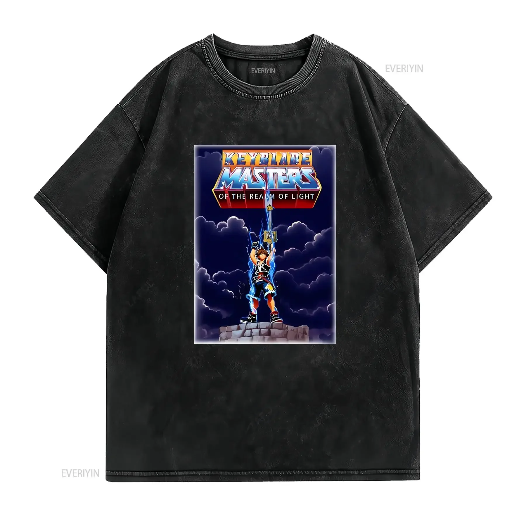 Key Man Masters of the Realm Light Heavy Cotton T Shirt vintage Washed streetwear Top For Everyday Wear Breathable Slightly