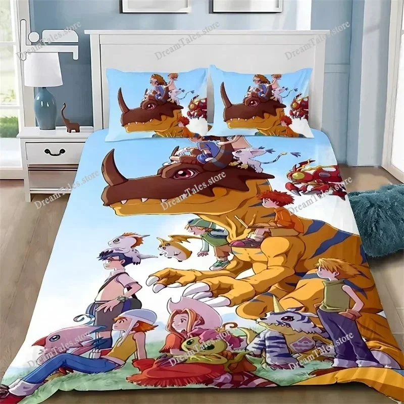 Cartoon Cover Pillowcase Bedding Set D-DigimonS Greymons Adult Boy Girl Bedroom Decoration Children Single Double Large Size519