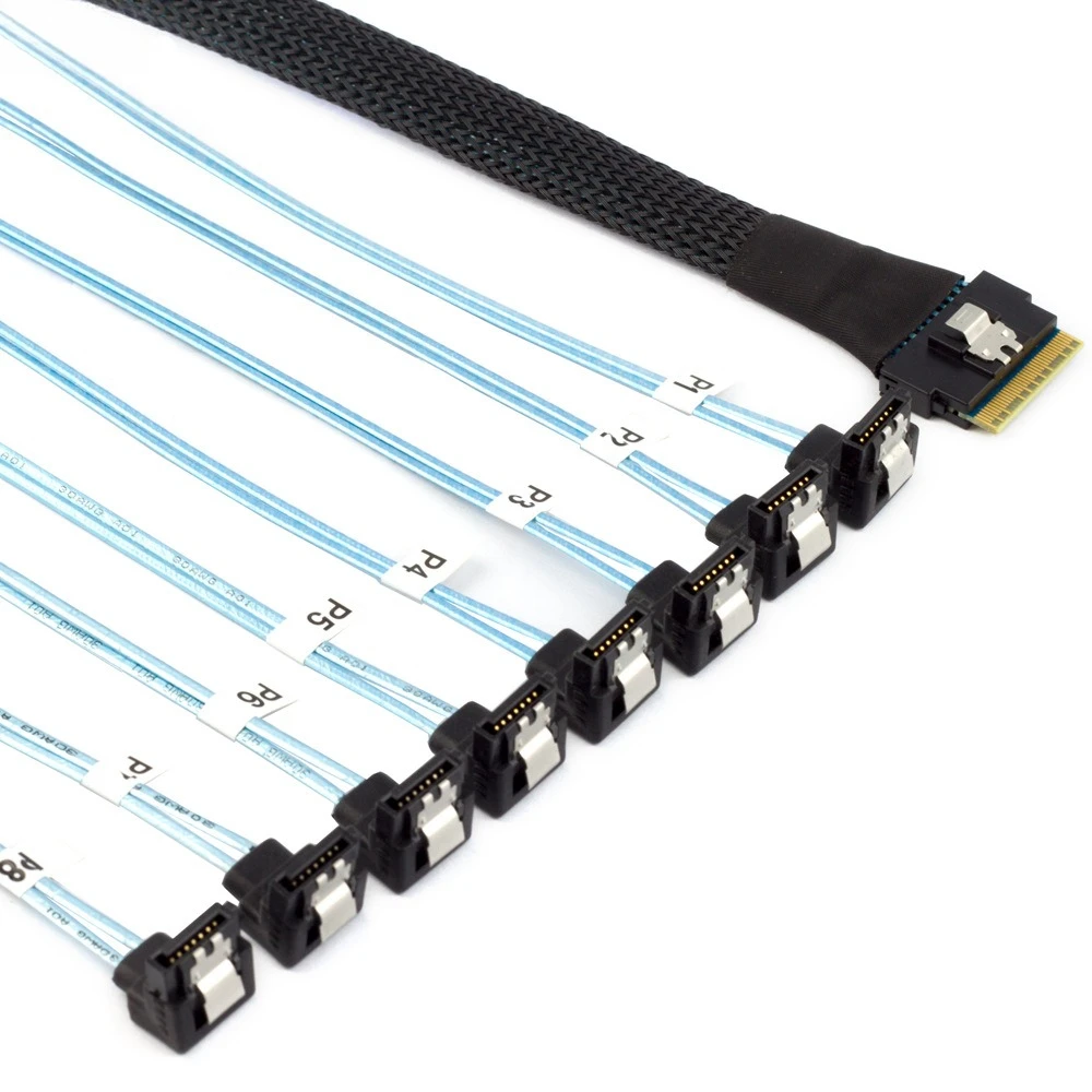 PCI-E Slimline SAS SFF-8654 8I до 8X SATA 90-градусный серверный кабель для преобразования жесткого диска Дополнительно 0,5 м 0,8 м 1 м