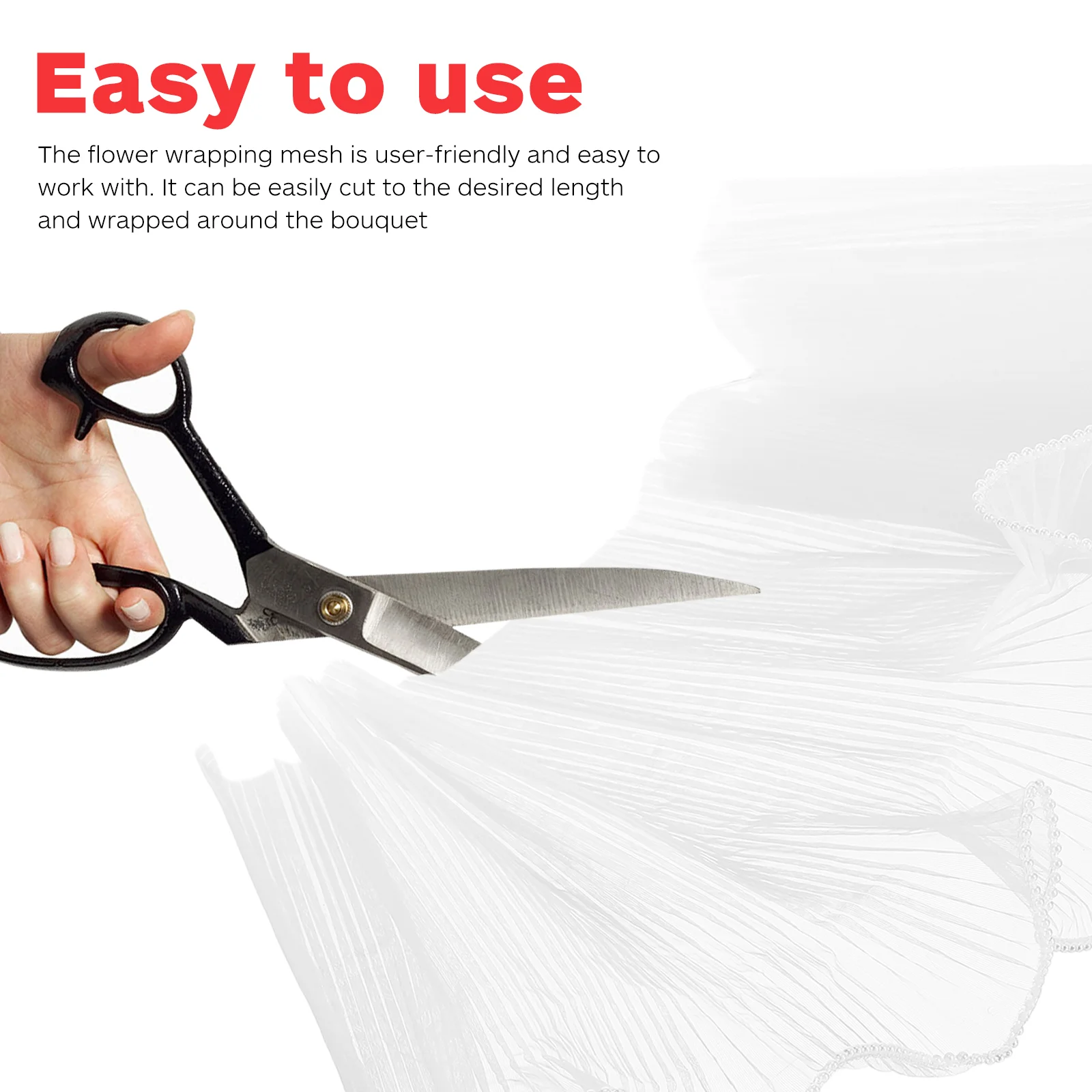 Papel de regalo floral de hilo de perlas para ramos, suministros de floristería, malla de gasa