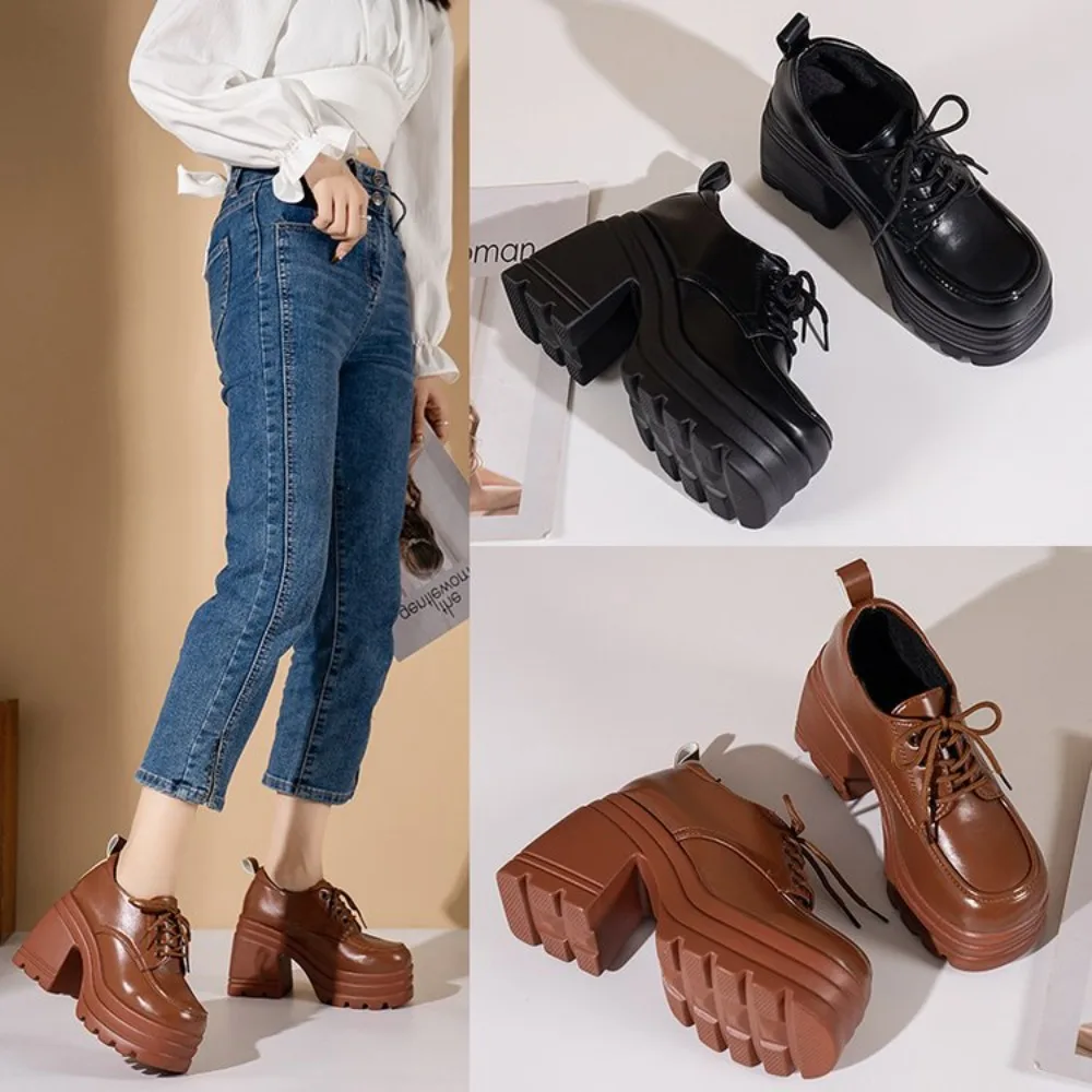 nowe buty damskie Lolita Shoes for Women Mary Jane New Lace Up Loafers Girls Students JK Uniform High Heels Platform Shoes autumn