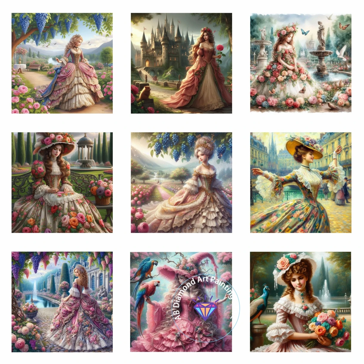 

Victorian Lady AB Diamond Painting Beautiful Vintage Woman New Beads Embroidery Mosaic 5D DIY Diamond Cross Stitch Wall Art Gift