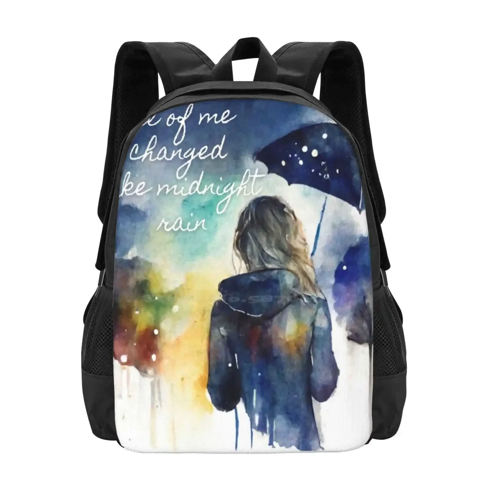 

Midnight Rain Hot Sale Schoolbag Backpack Fashion Bags Midnights Watercolor Lyrics Sunshine Pain Comfortable Fame Muted Rainbow