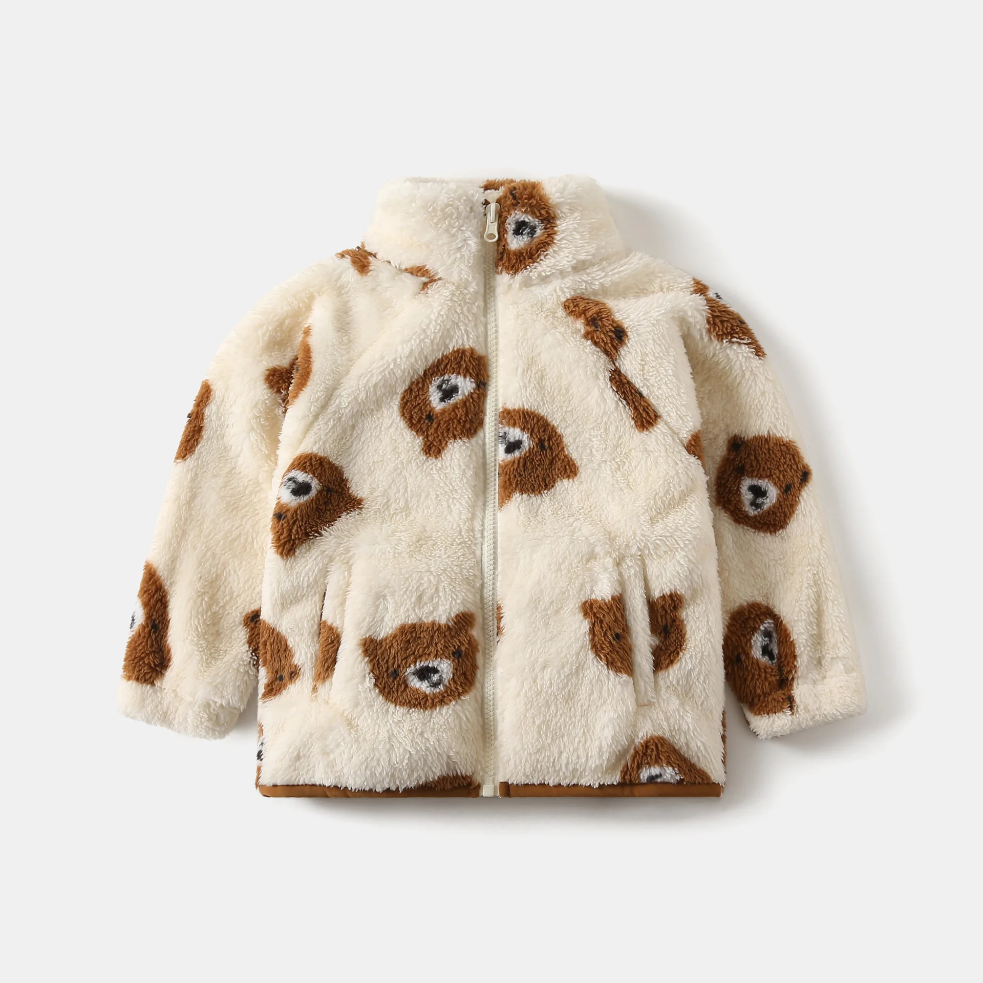 Ircomll Herbst Winter Neuer Bedruckter 2-7J Kinder-Mantel Stehkragen Patchwork Fleece Samt Warme Lässige Kinder-Oberbekleidung – Detail 4