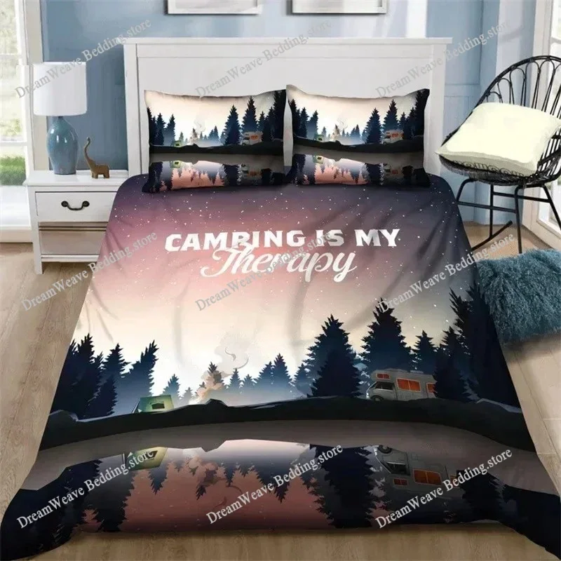 

Camping Car Duvet Cover Travel Theme Bedding Set Cartoon Animal Camping Comforter Cover Full King for Teens Adult Camper Gifts74