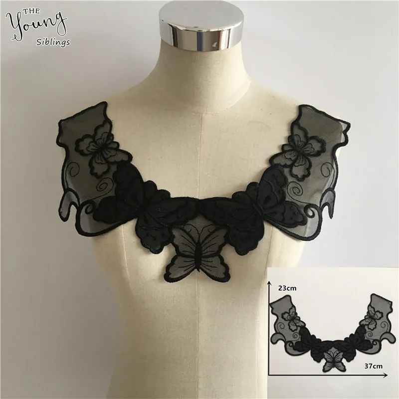 New Lace Collar Sewing Lace Neckline Exquisite Dress Sewing Fabric Embroidery DIY Clothing Applique Black