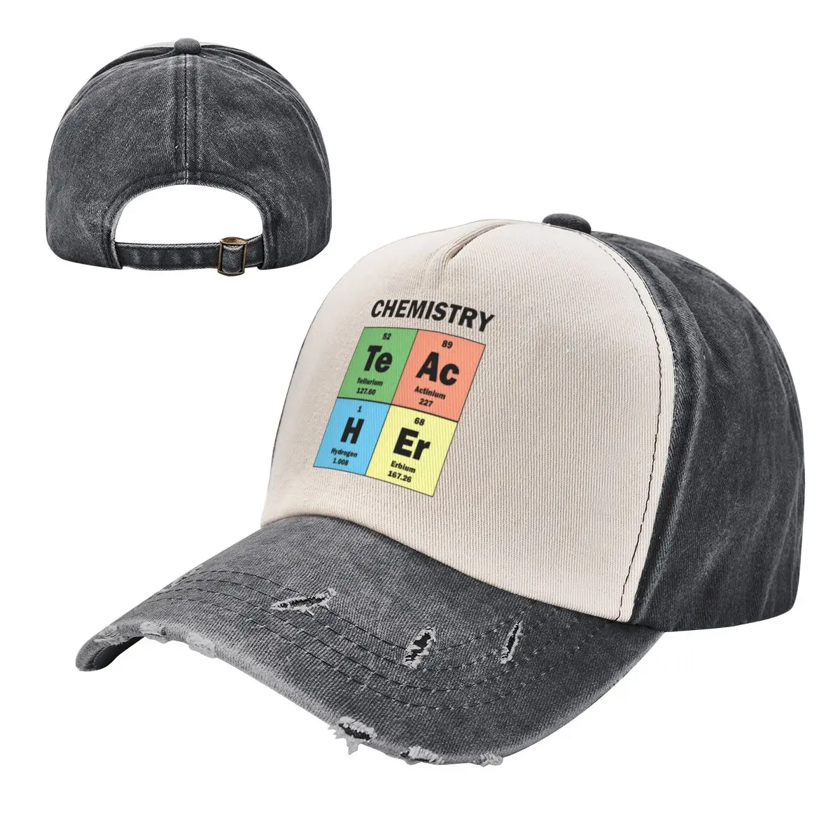 

Unisex Fashion Chemistry Teacher Periodic Table Washed Baseball Caps