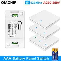 QIACHIP 433MHz Draadloze Lichtschakelaar RF Wandpaneel Afstandsbediening MiNi Smart Switches AC 110V 220V Relais Ontvanger voor LED Lamp