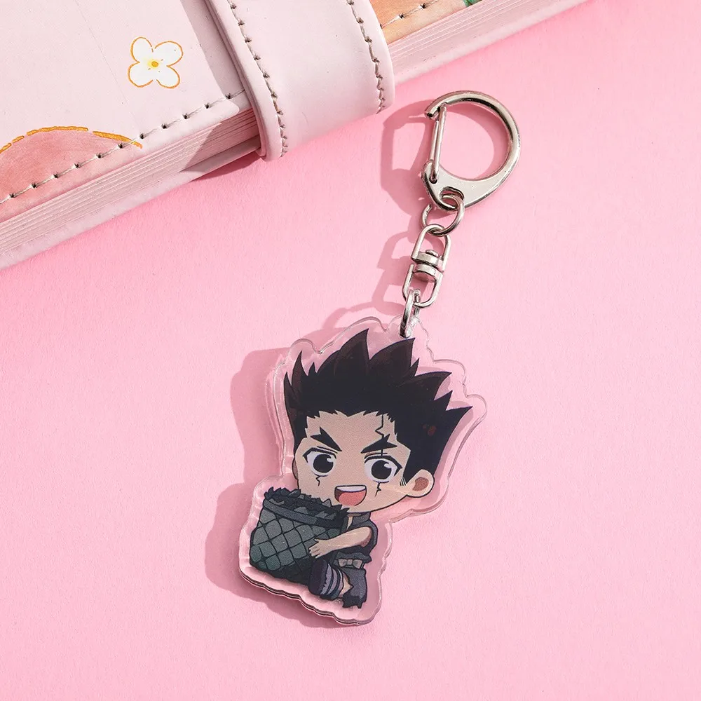 Dr.STONE Anime Acrílico Chaveiro Acessórios, Cartoon Bag Pendant, Cute Bag Charm Keyring, Amigos e Fãs Presente