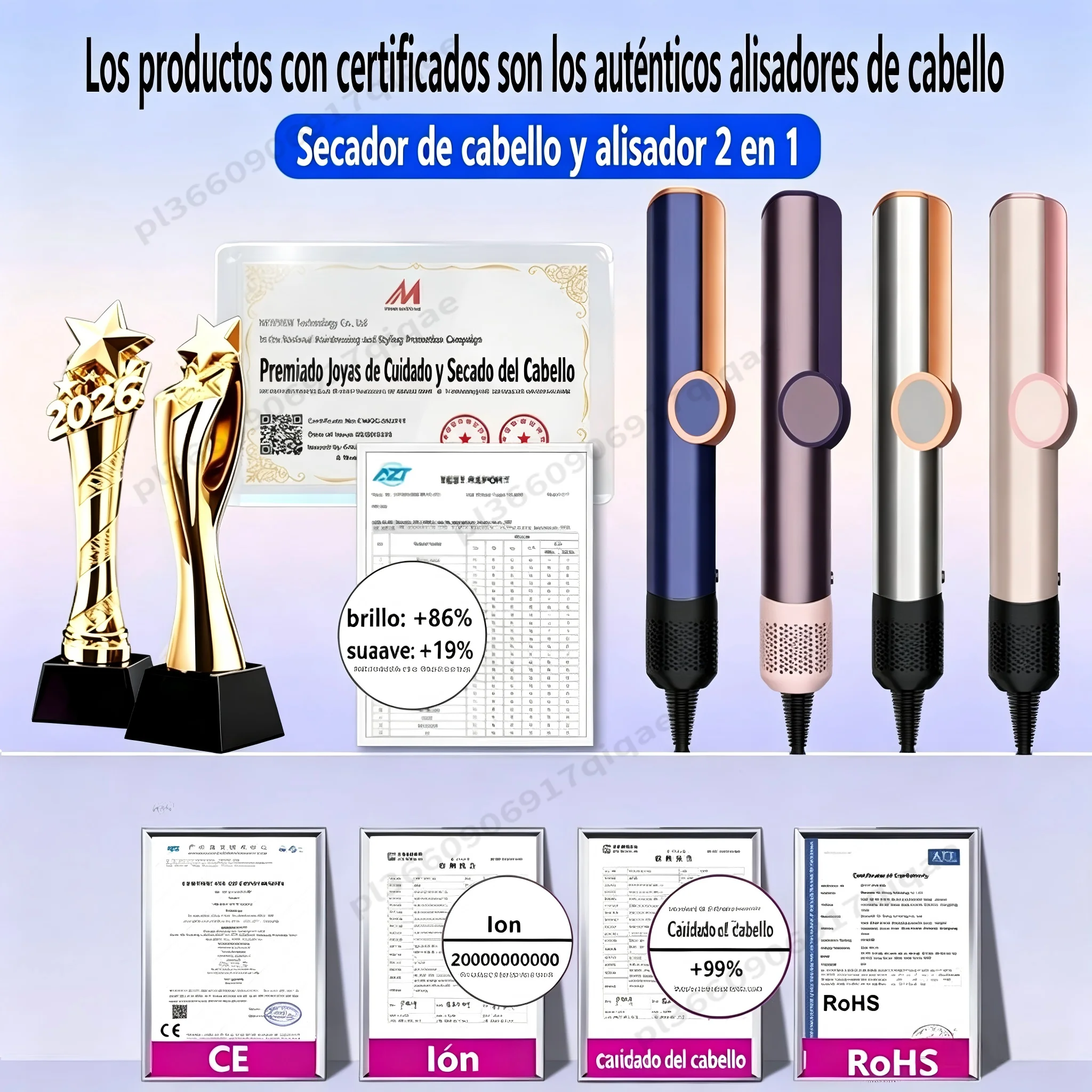 SenCiciMen 2 en 1 Plancha de Pelo de Alta Calidad con Secador de Pelo Plancha de Iones Negativos, Puede Usarse para Pelucas, Sin Dañar el Cabello, Herramientas de Peinado en Caliente, Planchas de Pelo para Mujer Regalo