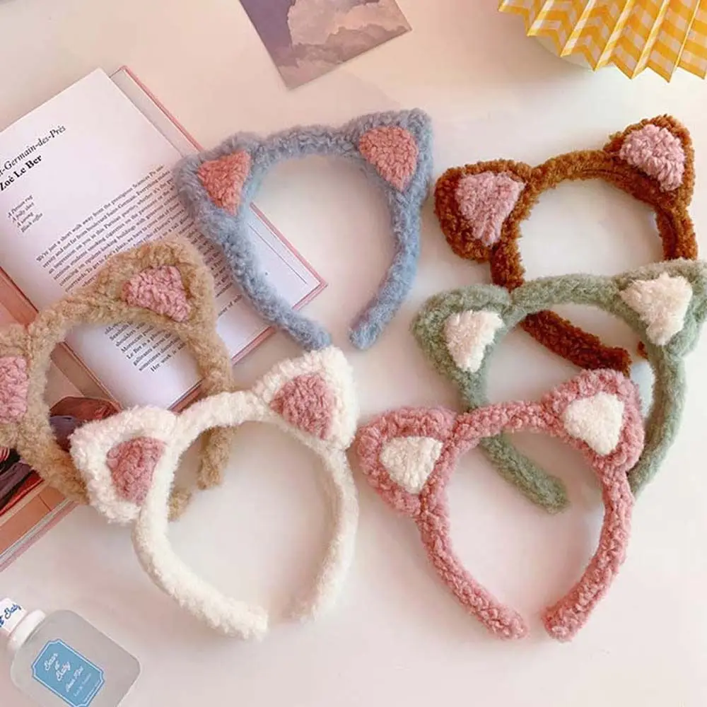 Women Kids Hair Accessories Plush Ears Cat Ears Fluffy Washing Face Cat Ears Hair Bands Hair Hoop Korean Style Plush Headbands