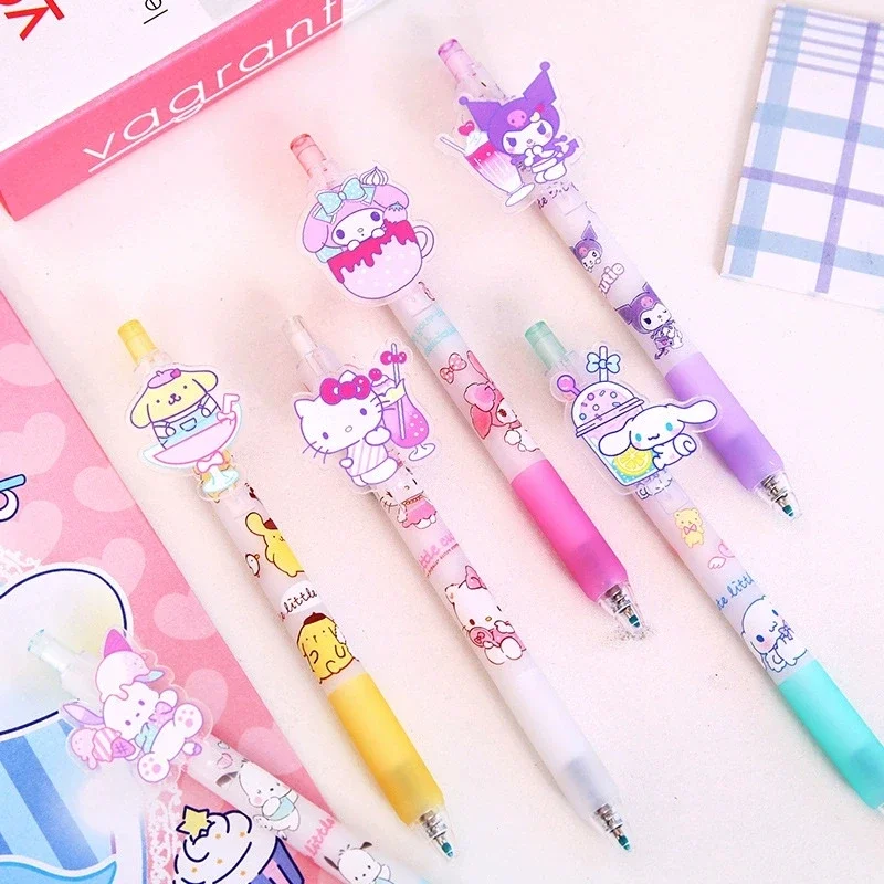 Imagem -04 - Sanrio 27 54 Peças Caneta Gel Kawaii Olá Kitty Melodia Pochacco Estudantes Canetas de Papelaria 0.5 Preto Escola Escrever Escritório Assinatura Canetas