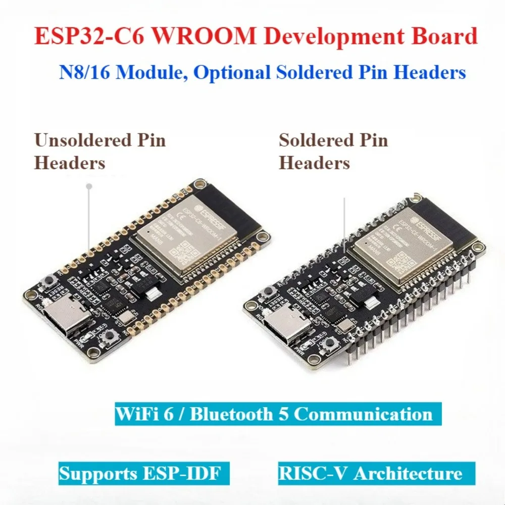 

ESP32 C6 WROOM 1 N8 Module RISC V Development Board WiFi 6 Bluetooth 5 3 150Mbps IoT Core Board For Smart Home Matter Project