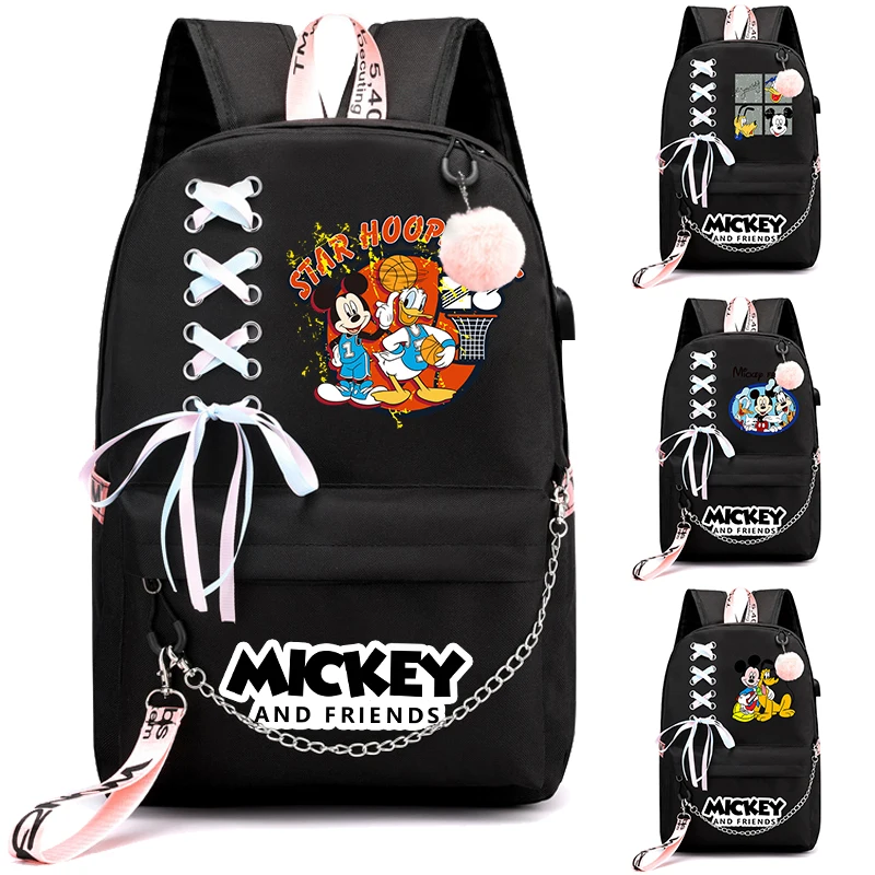 

MINISO Mickey Mouse Backpack Girls Boys Student School Cartoon Mochila Escolar Back To School Backpack Anime Bags Childr Bookbag