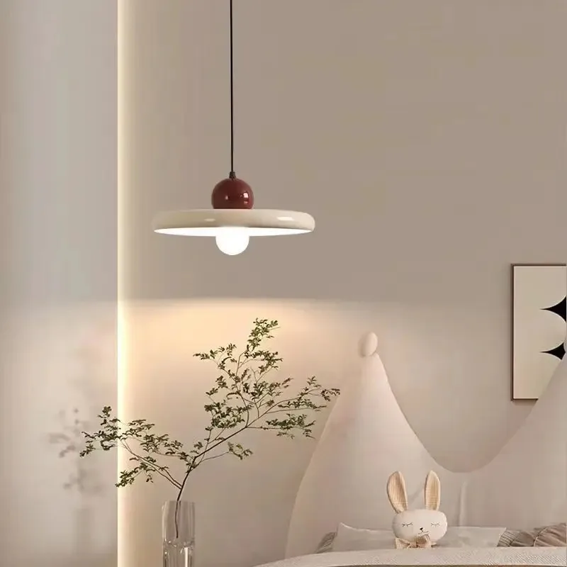 

Cream style bedside pumpkin chandelier bedroom hanging line lamp single head high-end modern three-head restaurant chandelier