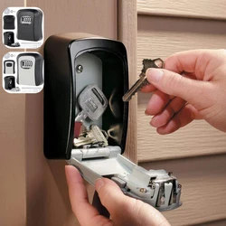 Wall-mounted Key Safe Lock Box 4 Digit Password Key Security Storage Lock Organizer With Mounting Kit for Home Office Outdoor