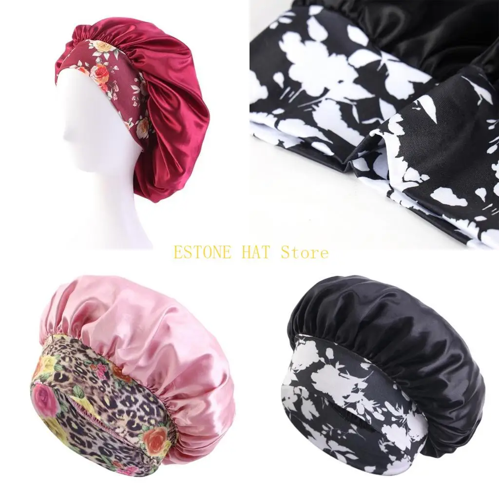 49MF Premiums Satins Hair Bonnet Double Sided Hair Protecting Hat for Nighttime
