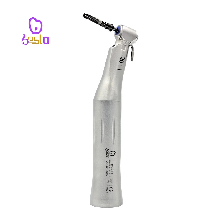 dent al Low Speed Handpiece 20:1 Reduction imp lant LED E-generator Handpiece Stainless Steel Surgery Contra Angle Handpiece