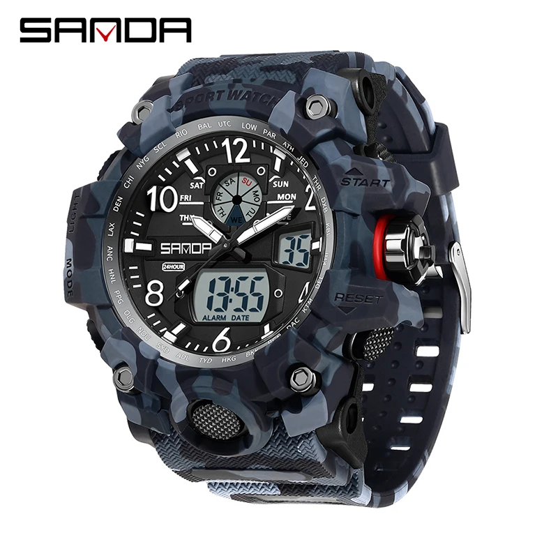 

SANDA Brand G Style Military Watch Men LED Digital Outdoor Sport Watches For Man Waterproof Stopwatch Electronic Wristwatch Men