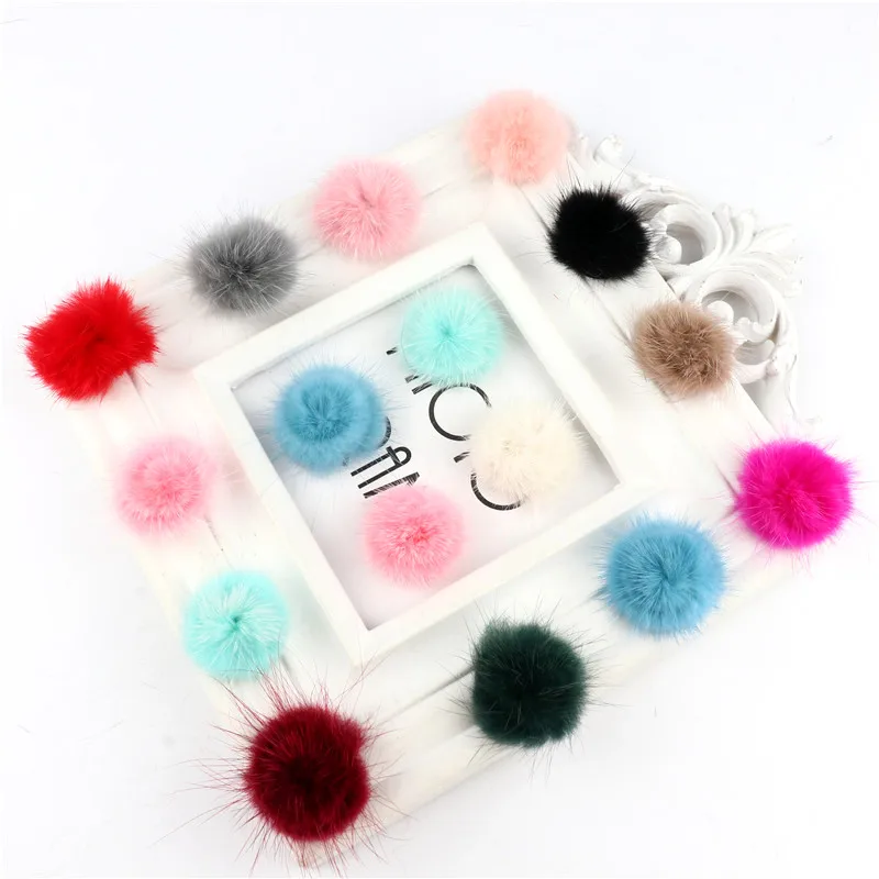 30mm DIY Pompon Real Mink Fur Pompom 30mm Comfortable Pompons Simple Pom Pom Decoration For Women Scarf Bag Clothing Skirt 10pcs