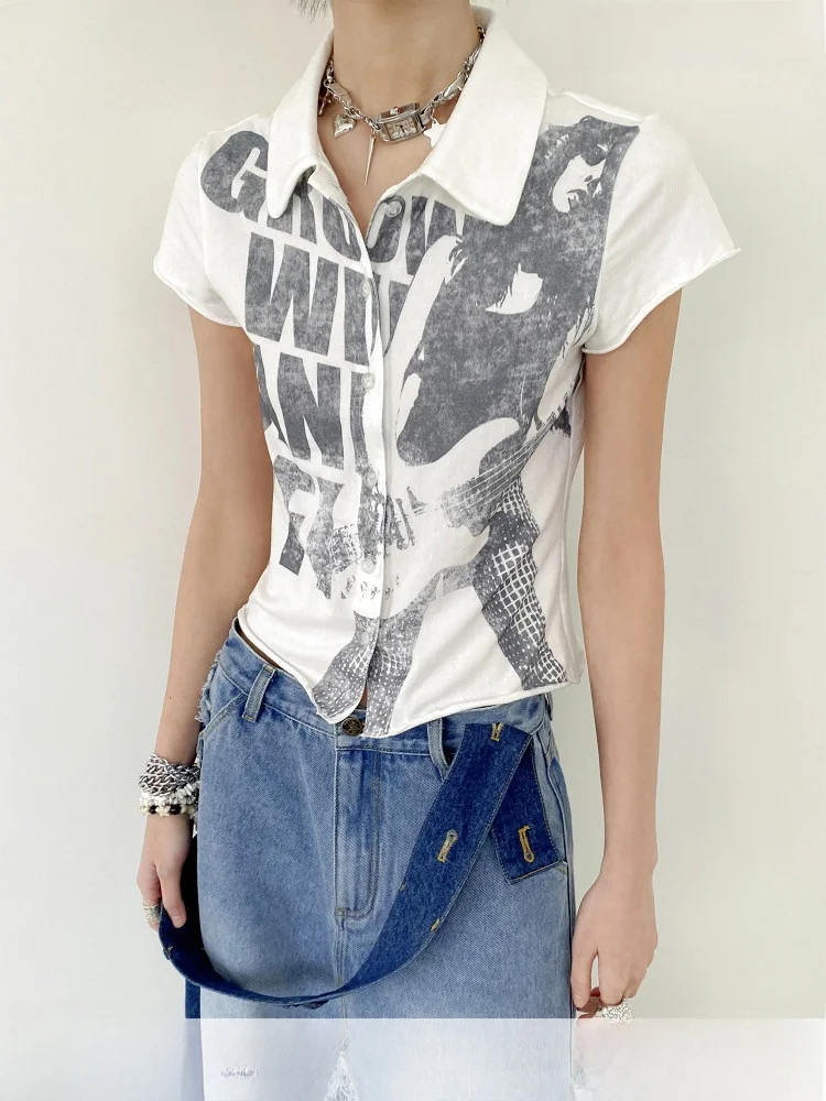 

Chtry Girl Summer Balloon irt Women's Print ort Sve Loose Top Vintage Ro Sle Cotton Blend Comfortable Breathable