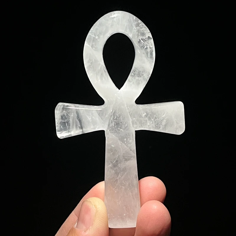Natural Healing White Crystal Anka Cross Egyptian Ankh Life Symbol Hand Carved Craft Orgone Used for Meditation Stone