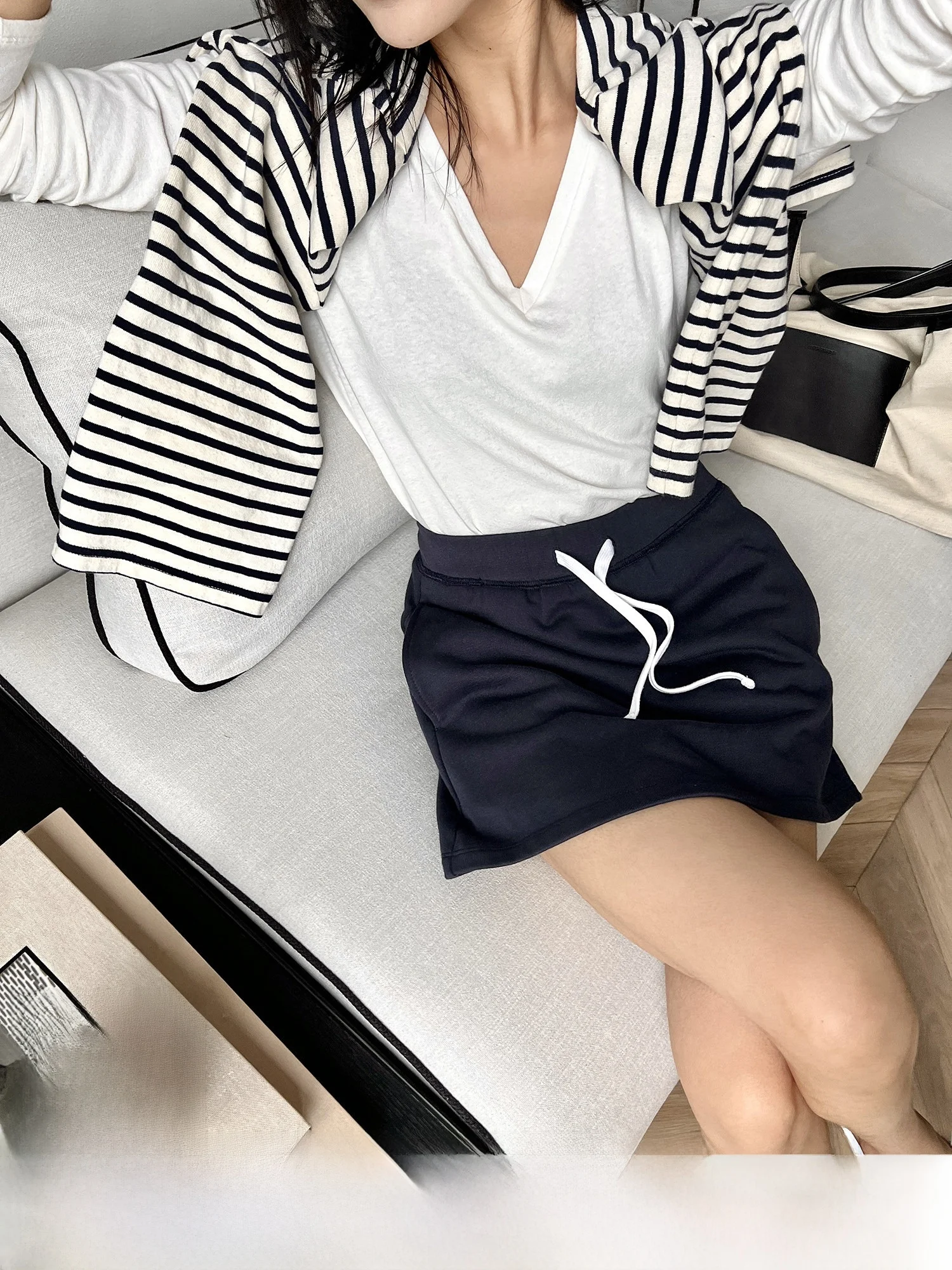 

Faionable High-Waist ort Sweat Skirt Classic Simple Versatile Dstring Cotton f Skirt A-Line Skirt for Women