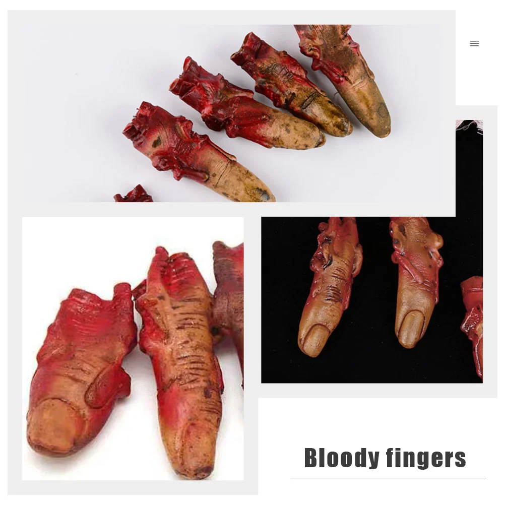 Fiambrera de mano sangrienta para niños pequeños, decoración de vampiro con dedos falsos para Halloween, suministros decorativos de maquillaje, 10 Uds.