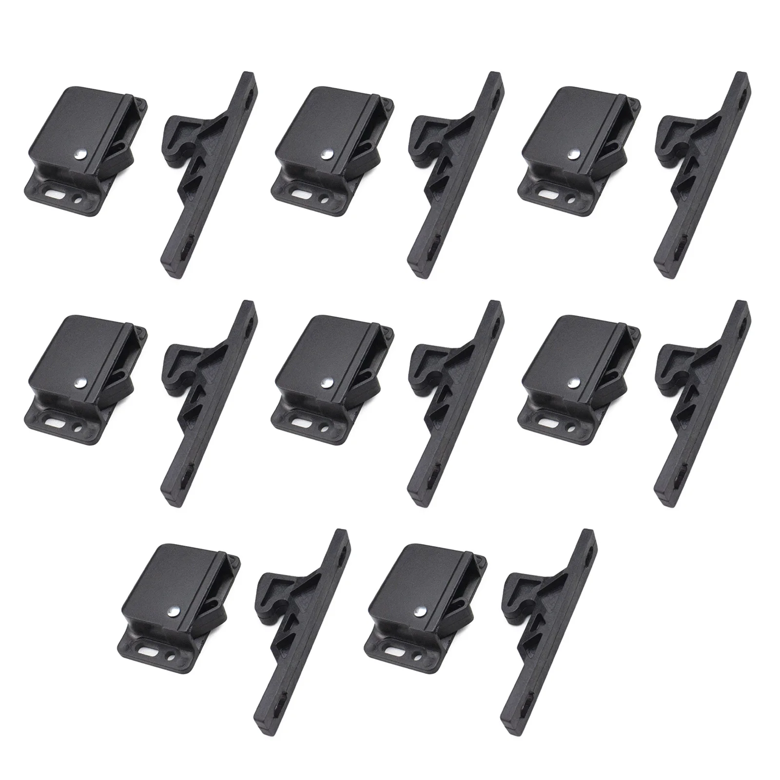 8Pcs/Set Cabinet Door Latch Black Plastic 8 lbs Pull Force Push Latch Holder For Home Furniture RV Trailer Hidden Drawer Latches