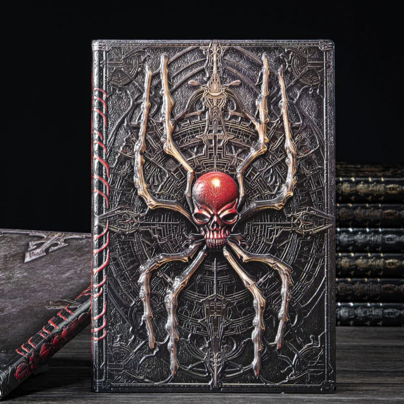 Vintage PU Leather Spider Journal Notebook Dark Gothic A5 Lined Writing Diary Embossed Cover High Quality Notebook for Gift