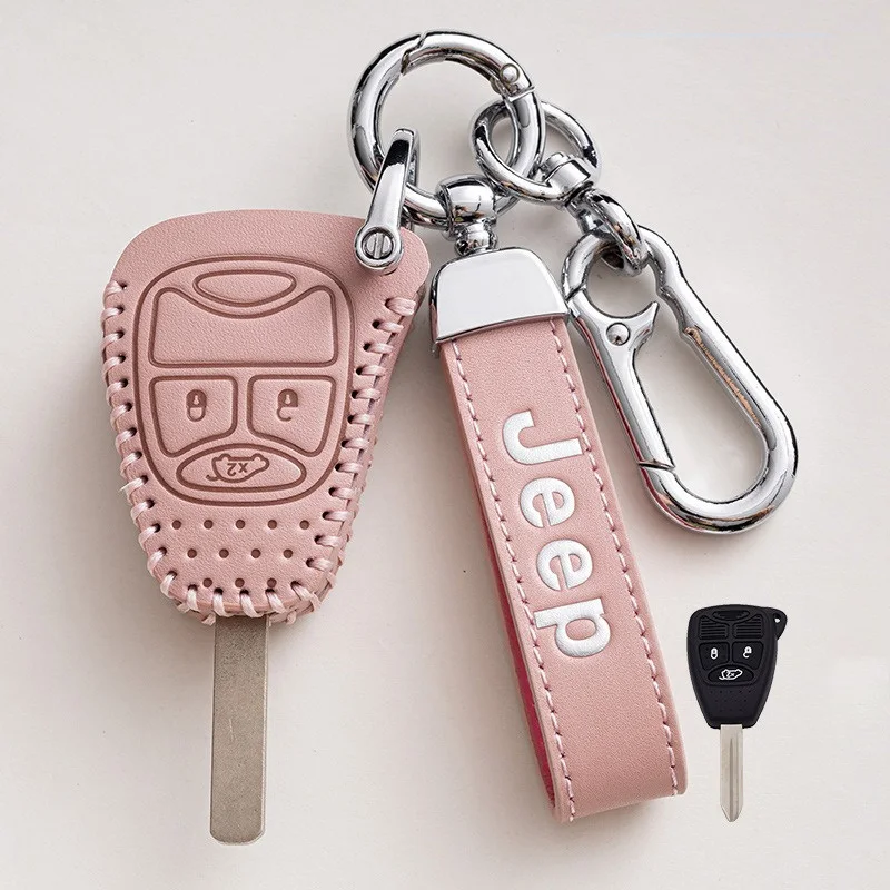 Leather Key Case Keychain Cover Shell Bag For Jeep Wrangler Compass Patriot Liberty Chrysler 300 PT Dodge JCUV Caliber Nitro