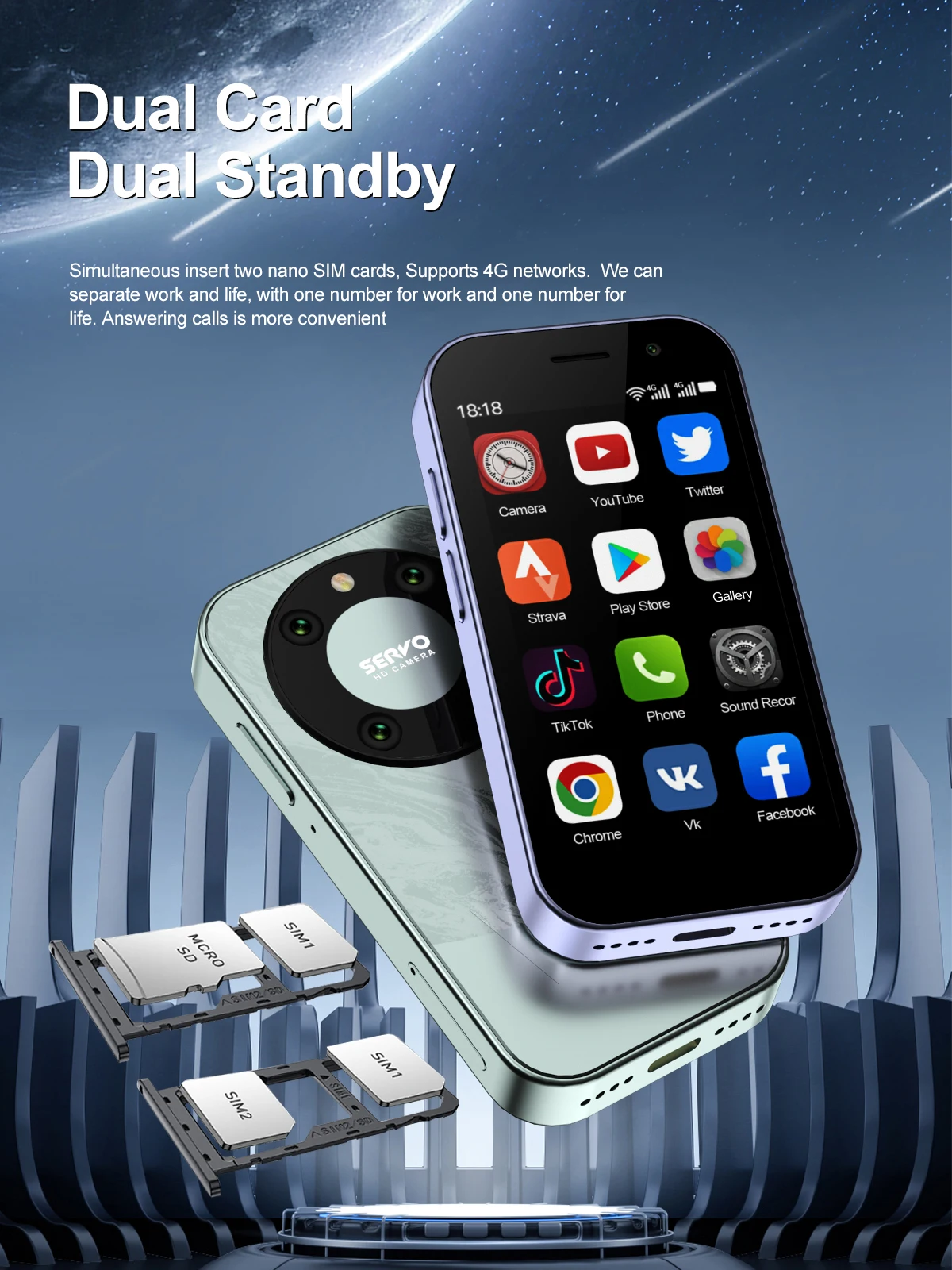 Global Version KING9000 4G Mini Smartphone 3.0" Dual SIM 16GB+2GB Android OS Google Play Original Small Mobile Phone Google Play