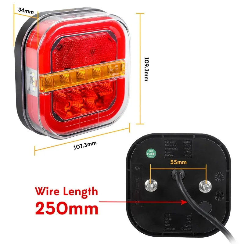 

Trailer Rear Lights Kit 2Pcs LED Super Bright High Lumens Universal Simple Installation Brake Lights Trailer Truck Taill