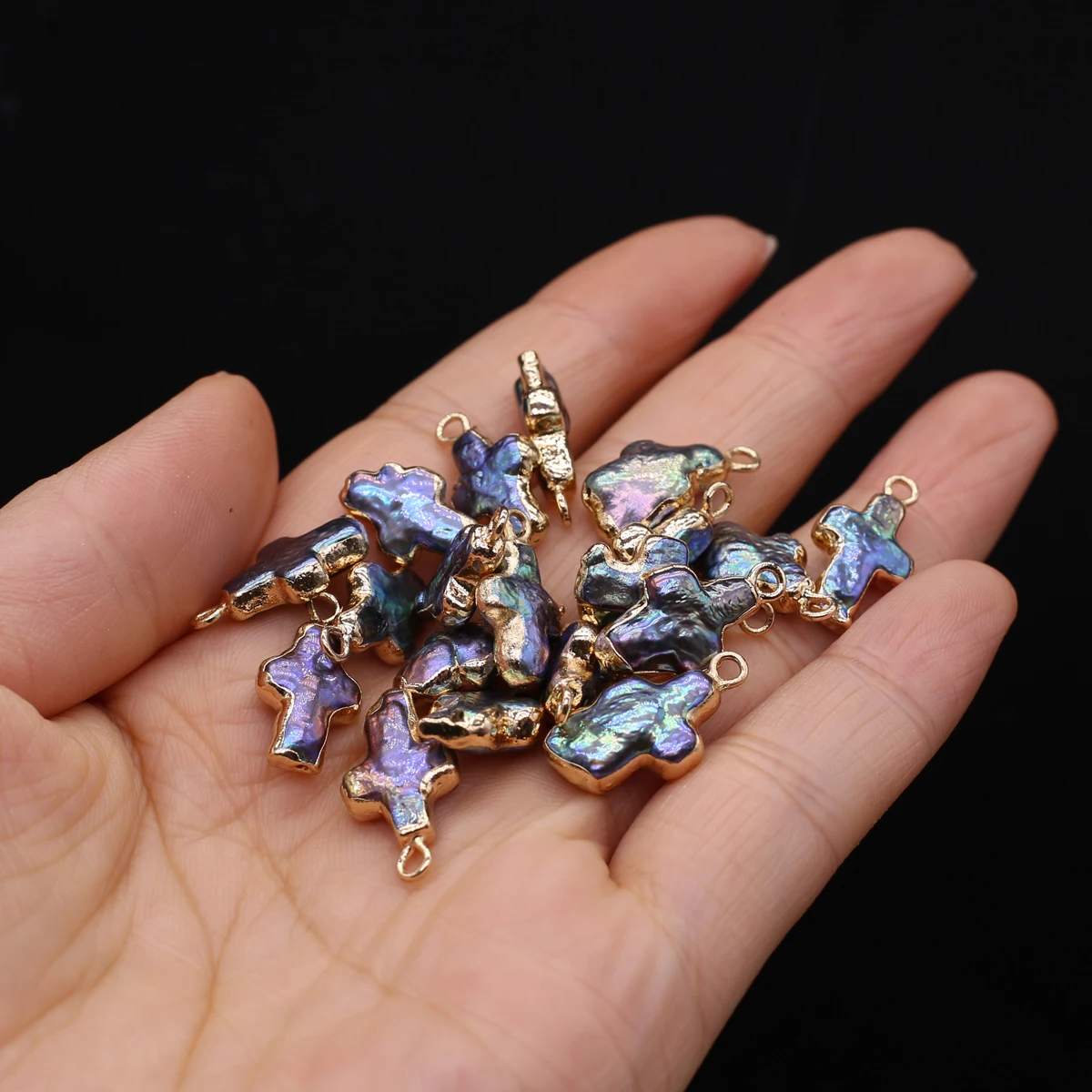 5pcs 9x17mm Mixed Color Cross Shape Pendant Natural Freshwater Pearl Charms for Jewelry Making DIY Necklace Earrings Accessories