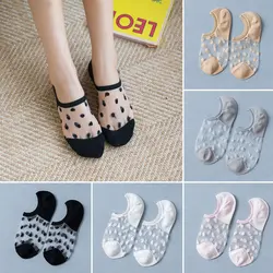 Fashion Women Girls Summer Boat Socks Sexy Lace Mesh Short Thin Non-slip Invisible Transparent Stretch Elastic Ankle Low Sock