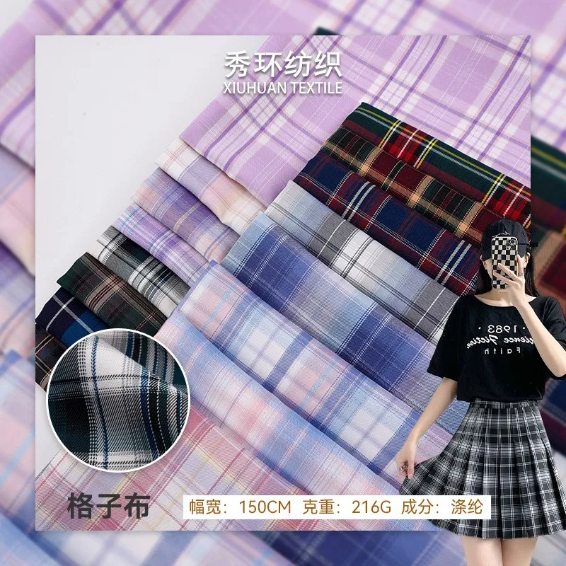The fabric of uniform plaid skirt is all polyester dyed woven and pleated with a college style