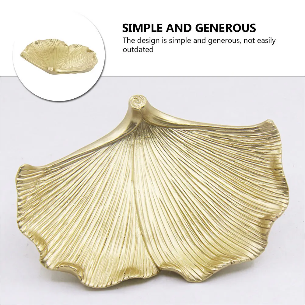Plateau à bijoux de bureau en feuille de Ginkgo dorée, 1 pièce, support de rangement en résine, organisateur d'accessoires de luxe, décoration de maison, plateau à bijoux