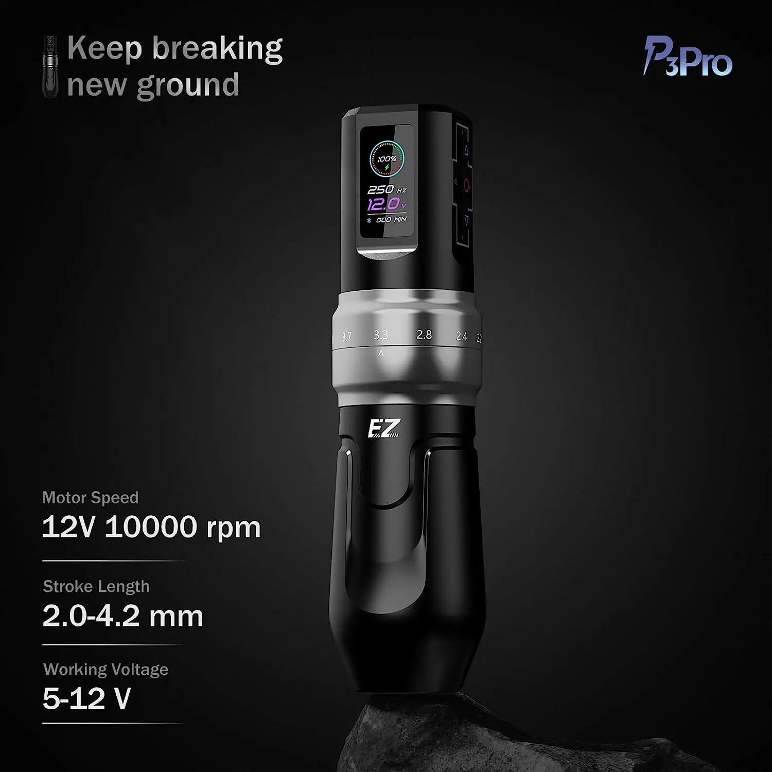 EZ P3 Pro Wireless Battery Tattoo Machine Pen Adjustable Stroke Length Rotary Tattoo Pen OLED Digital Display Portable Power