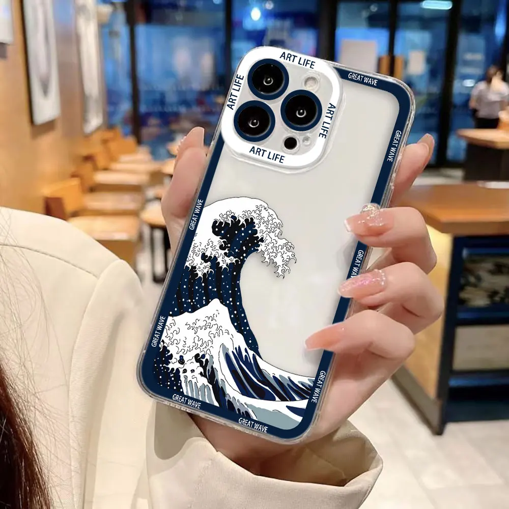 The Great Wave K-Kanagawa Cover Clear Phone Case For Xiaomi Redmi Note 15 14 13 12 11 11T 11S 10 9 10S 9S 8 Pro Max Plus Case