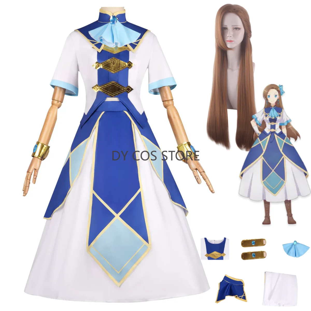 

Аниме «Моя следующая жизнь как злодея: все маршруты свинца в дум!» Косплей Костюм Синее Платье Принцессы Парик Женский Сексуальный Карнавальный Костюм