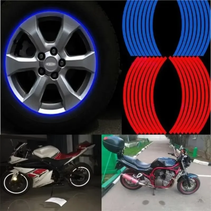 

16pcs/lot Motorcycle Wheel Sticker 18" Reflective Rim Stripe Tape Car Bicycle Wheel Decoration for Honda for Kawasaki