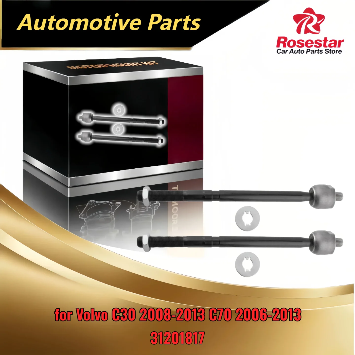 

New 2pcs Front Inner Tie Rod End Set for Volvo C30 2008-2013 C70 2006-2013 Matching 31201817