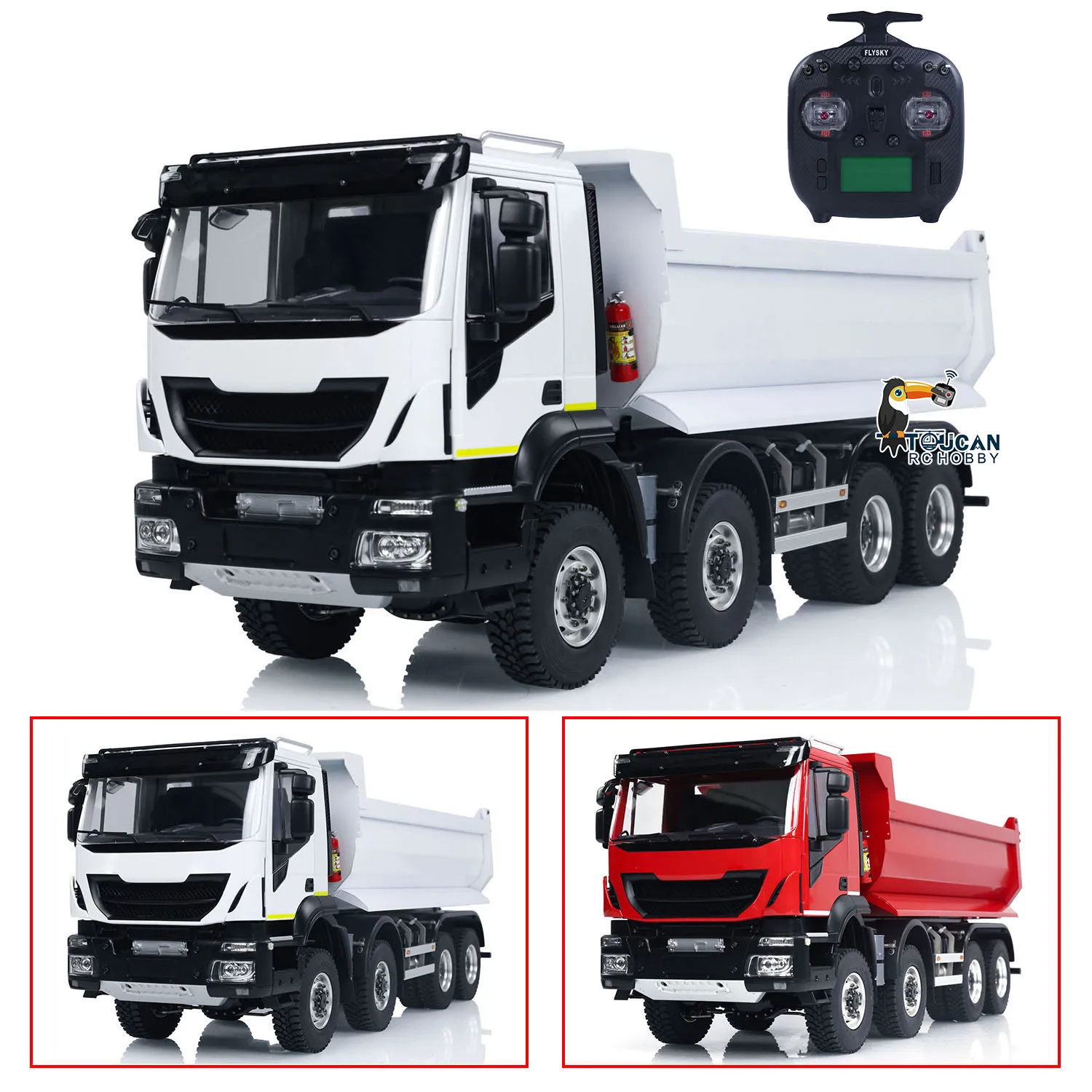 

Toys 1/14 8x8 RC Hydraulic Dumper Car 2-speed Transmission Radio Control Tipper Car Light Sound Motor Finished Machine For Adult