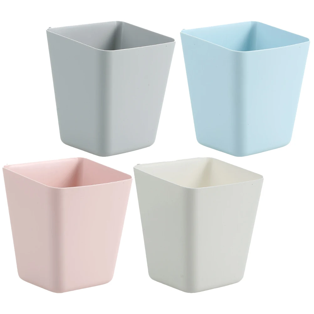 

4pcs Storage Baskets Hanging Plastic Buckets Kitchen Holder Shelves Containers Trash Can Rolling Cart Accessories Home