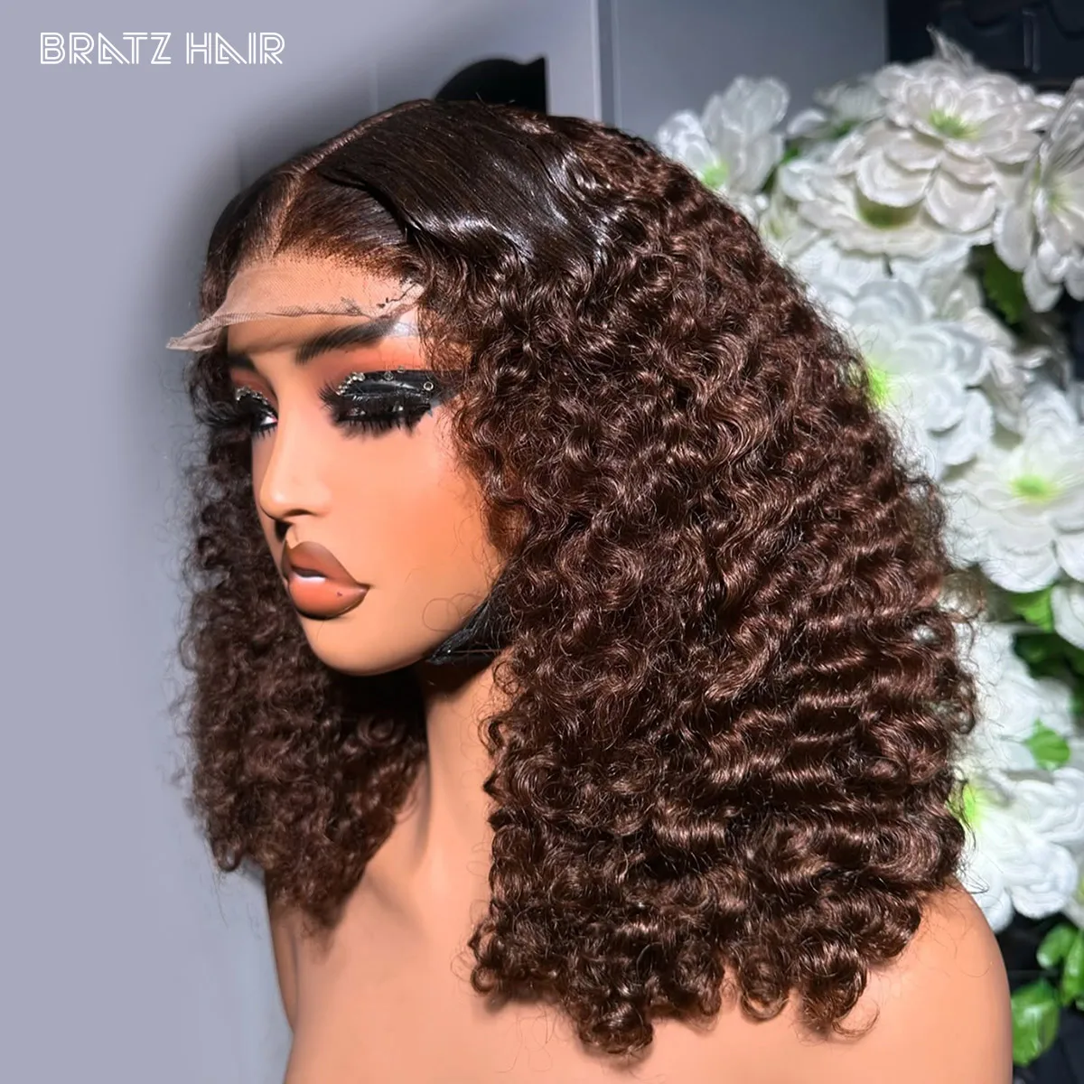

Double Drawn Brown Color Kinky Curly 4x4 Lace Closure Wig Human Hair Jerry Curly 13x4 HD Lace Frontal Wig for Woman Pre Plucked