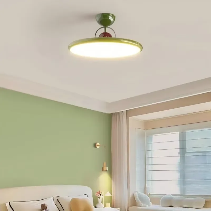 Letizia Ceiling Lamp for Nordic LED Green Silver Round Flying Saucer Light for Modern Bedroom Living Room Children's Room