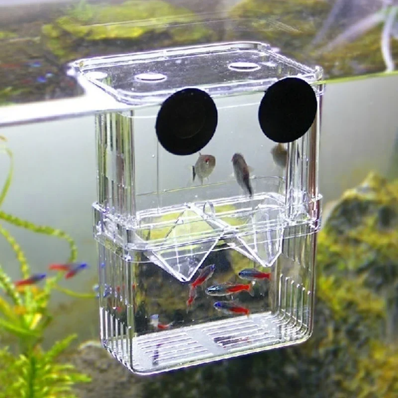 Transparente Aquarium Aquakultur Isolation Box Haushalt Haustier Liefert Zucht Box Doppel Pfau Fisch Inkubator