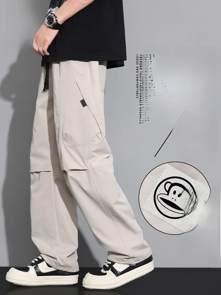 

Мужские повседневные рабочие брюки Paul Frank с утепленной флисовой подкладкой, свободного кроя, для осени и зимы, молодежные спортивные брюки прямого кроя